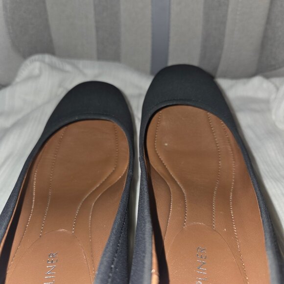 Donald Pliner Corin 8 Black Crepe Elastic Patent Leather Mirrored Block Heel - Picture 10 of 11